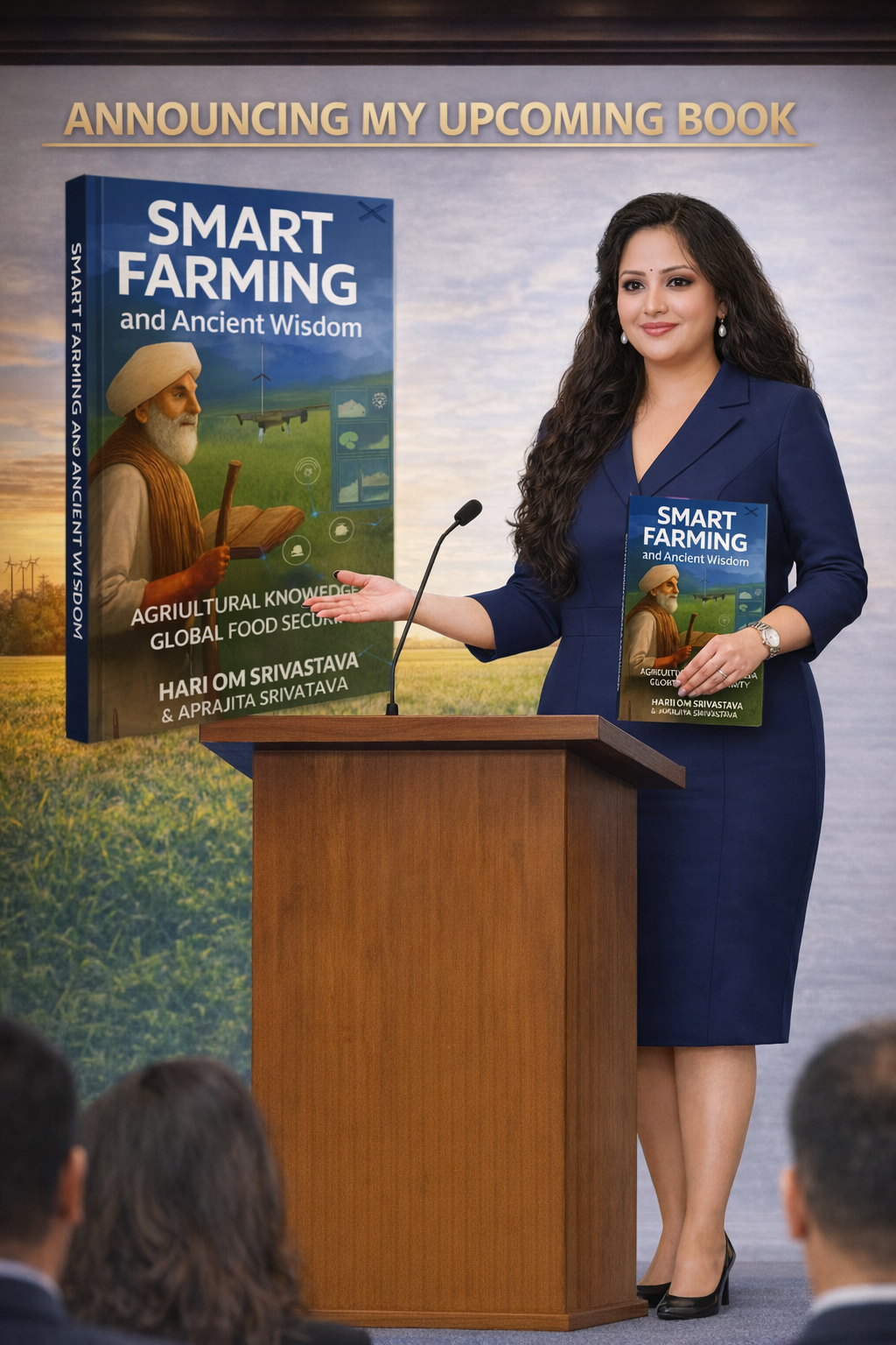 Aprajita Srivastava announcing Smart Farming and Ancient Wisdom at book launch event