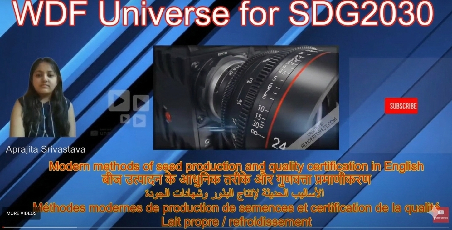 Aprajita Srivastava lecturing on Seed Quality Control and Standardisation on WDF Universe for SDG2030